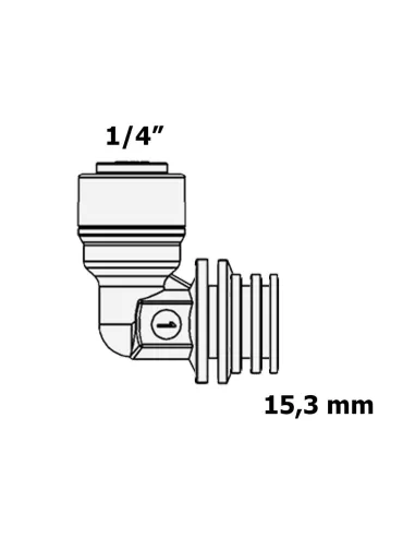 Фітинг кутовий Raifil 2814-А, 0.25 дюйма x 15.3 мм, зі штуцером - 3