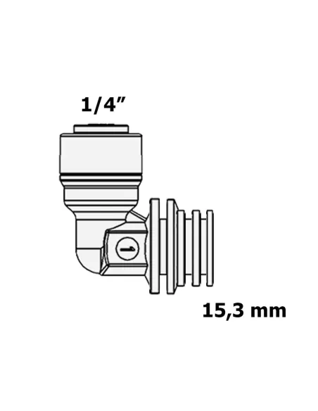 Фітинг кутовий Raifil 2814-А, 0.25 дюйма x 15.3 мм, зі штуцером - 3