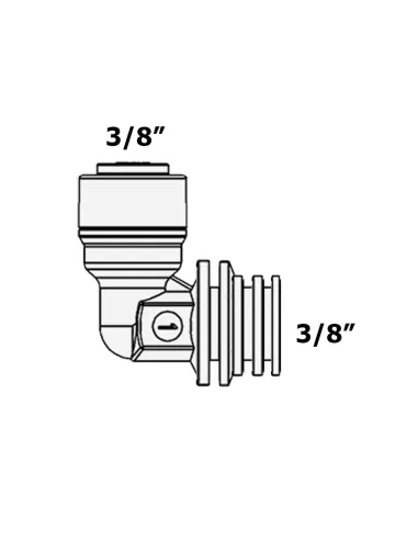 Фитинг угловой Raifil 2814-В, 0.37х0.37 дюйма, со штуцером - 3