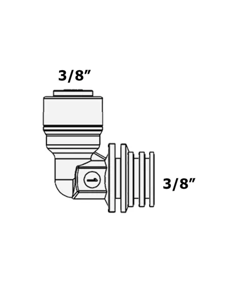 Фитинг угловой Raifil 2814-В, 0.37х0.37 дюйма, со штуцером - 3