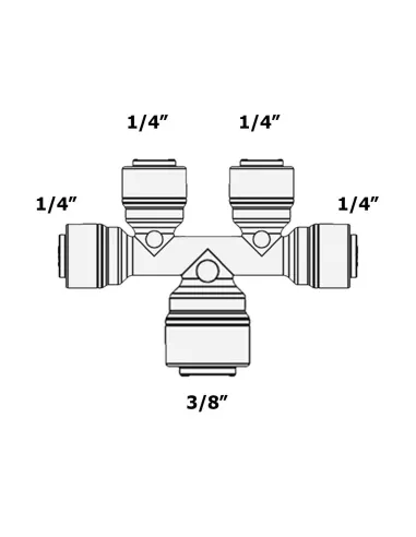 Фітинг розподільний Raifil 1805-D, 0.25х0.25х0.37х0.25х0.25 дюйма - 4