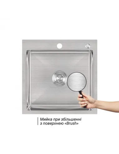 Мойка кухонная квадратная Lidz Brush H5050 3.0/0.8 мм с дозатором - 3