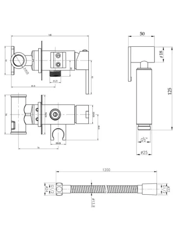 Змішувач для гігієнічного душу Q-Tap Inspai - Varius QT259710842859NB чорний - 2