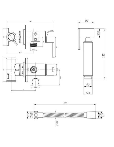 Змішувач для гігієнічного душу Q-Tap Inspai - Varius QT259710842859NB чорний - 2