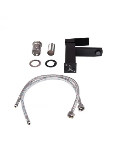 Смеситель для умывальника из нержавеющей стали Lidz Kubis 01D-BFS Black черный - 2