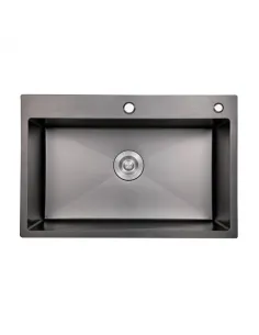 Мойка кухонная металлическая прямоугольная Lidz Brush Black H6050B 3.0/0.8 мм, 500х600х220 мм - 1