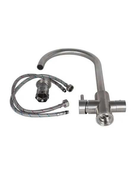 Змішувач для кухні з підключенням до фільтра Lidz Aria 24U-SFS нержавіюча сталь - 4