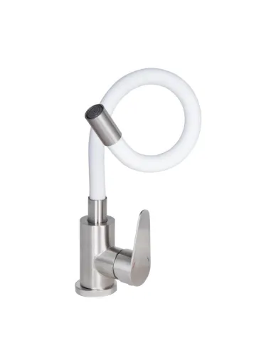 Смеситель для кухни с гибким изливом Lidz Vida 04R-WFS белый - 2