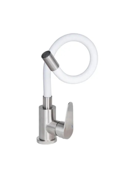 Смеситель для кухни с гибким изливом Lidz Vida 04R-WFS белый - 2