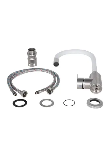 Смеситель для кухни с гибким изливом Lidz Vida 04R-WFS белый - 3