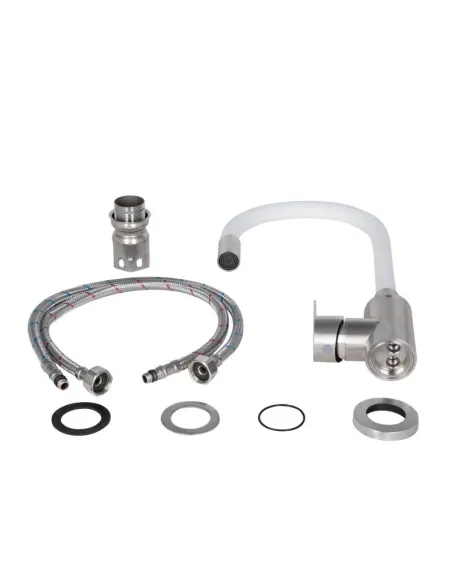 Смеситель для кухни с гибким изливом Lidz Vida 04R-WFS белый - 3