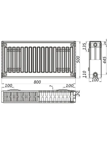 Стальной радиатор Kalite 500х800 22 тип, боковое подключение - 3