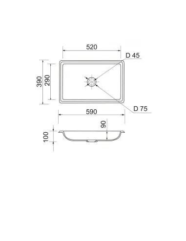Раковина из искусственного камня врезная Adamant Plain 590х390 White - 3