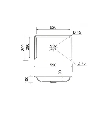 Раковина из искусственного камня врезная Adamant Plain 590х390 White - 3