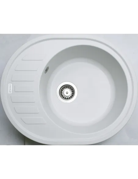 Мийка для кухні з граніту Adamant Ovum біла, 615х495х200 мм - 2