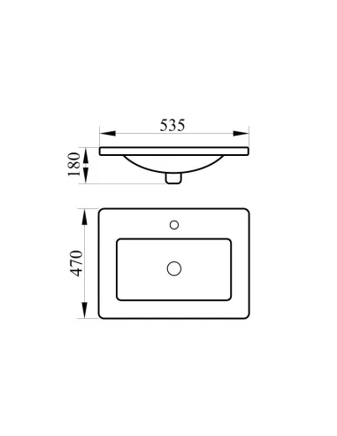 Керамическая раковина Newarc Slim 121053W встраиваемая, белая - 4