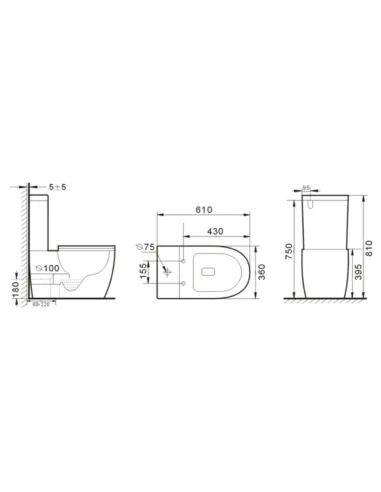 Унитаз компакт Newarc Modern Rimless 3822W New безободковый, сиденье микролифт - 10