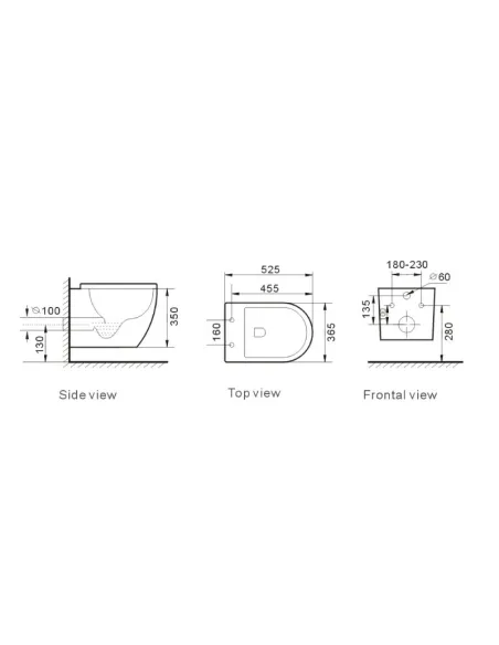 Чаша подвесного унитаза Newarc Modern Rimless 3823B-M с сиденьем,черная - 2 Чаша подвесного унитаза Newarc Modern Rimless 3823B-M с сиденьем,черная - 2