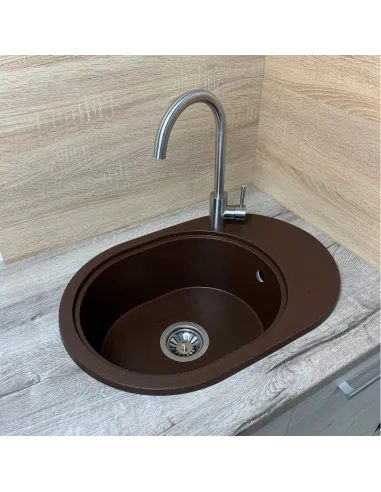 Мойка для кухни из гранита Adamant Ovale черная, 610х420х180 мм - 2