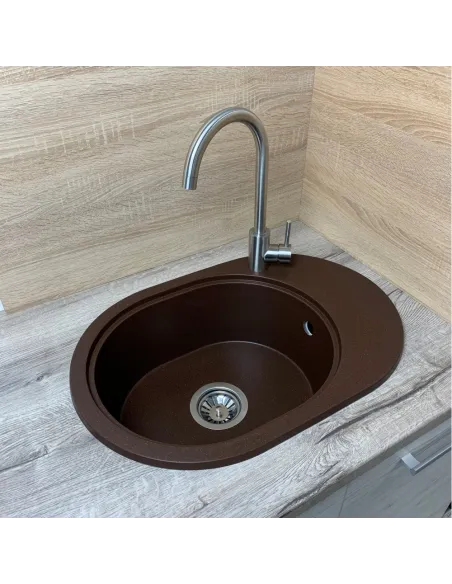 Мойка для кухни из гранита Adamant Ovale черная, 610х420х180 мм - 2