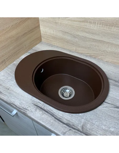 Мойка для кухни из гранита Adamant Ovale черная, 610х420х180 мм - 3