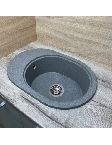 Мойка для кухни из гранита Adamant Ovale серая, 610х420х180 мм - 3