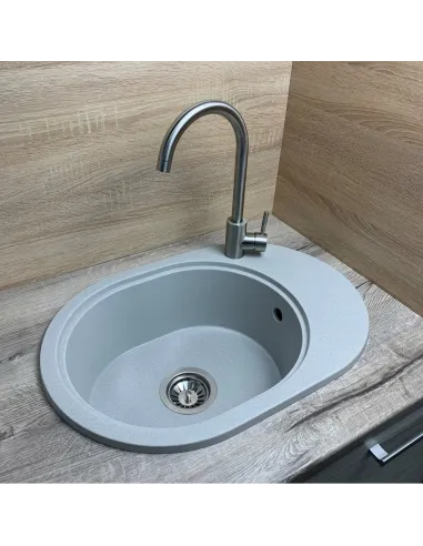 Мойка для кухни из гранита Adamant Ovale светло-серая, 610х420х180 мм - 2