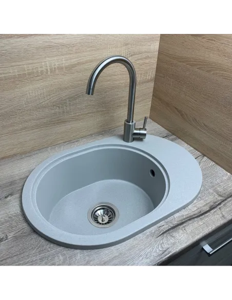 Мойка для кухни из гранита Adamant Ovale светло-серая, 610х420х180 мм - 2