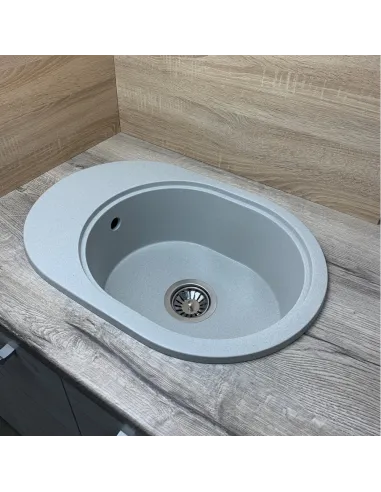 Мойка для кухни из гранита Adamant Ovale светло-серая, 610х420х180 мм - 3