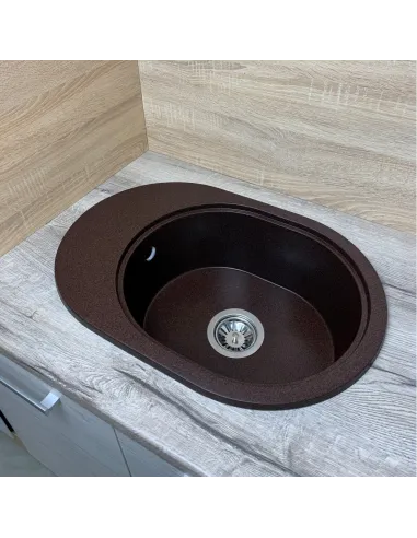 Мойка для кухни из гранита Adamant Ovale Mokko, 610х420х180 мм - 3
