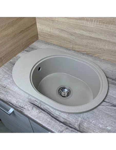 Мойка для кухни из гранита Adamant Ovale сахара, 610х420х180 мм - 3