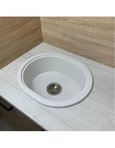 Мойка для кухни из гранита Adamant Circum белая, 500х425х180 мм - 3