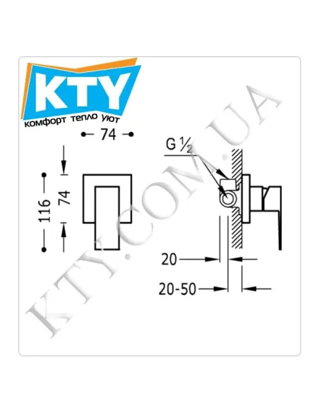 Смеситель для душа скрытого монтажа Tres Cuadro-Tres 1.06.177 хром - 1