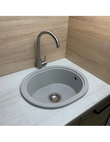 Мойка для кухни из гранита Adamant Circum светло-серая, 500х425х180 мм - 3