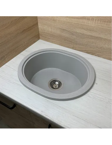 Мойка для кухни из гранита Adamant Circum светло-серая, 500х425х180 мм - 4