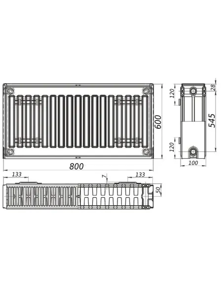 Стальной радиатор Kalite 600х800 22 тип, боковое подключение - 2