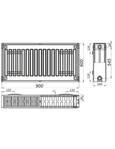 Стальной радиатор Kalite 600х900 22 тип, боковое подключение - 2