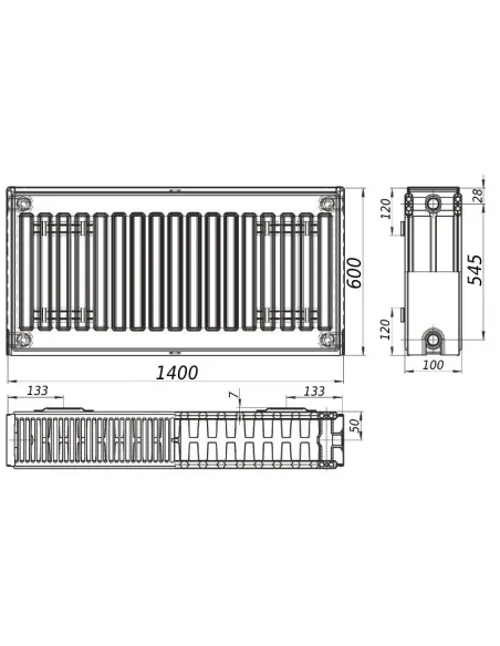 Стальной радиатор Kalite 600х1400 22 тип, боковое подключение - 4