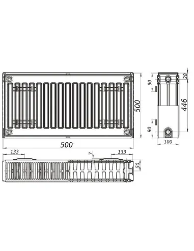 Стальной радиатор Queen Therm 500х500 22 тип, боковое подключение - 4