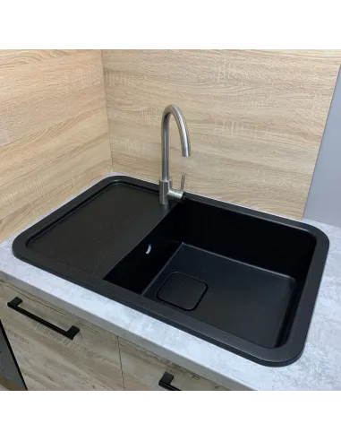 Мойка для кухни из гранита Adamant Existence черная, 775х505х190 мм - 3