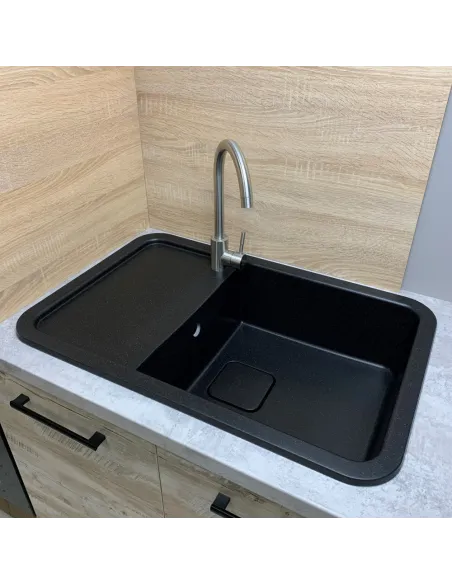 Мойка для кухни из гранита Adamant Existence черная, 775х505х190 мм - 3