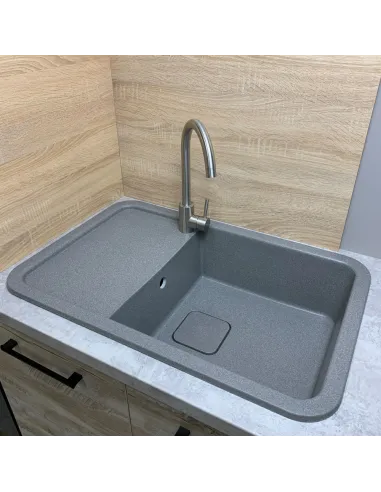 Мойка для кухни из гранита Adamant Existence серая, 775х505х190 мм - 3