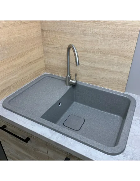 Мойка для кухни из гранита Adamant Existence серая, 775х505х190 мм - 3