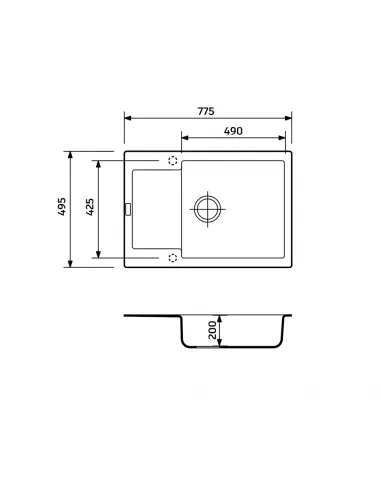 Мойка для кухни из гранита Adamant General черная, 775х495х200 мм - 2