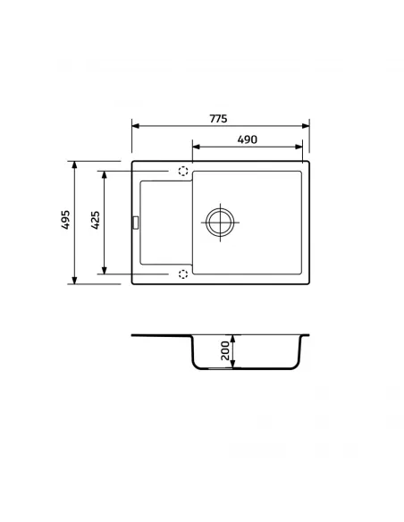 Мойка для кухни из гранита Adamant General Mokko, 775х495х200 мм - 2