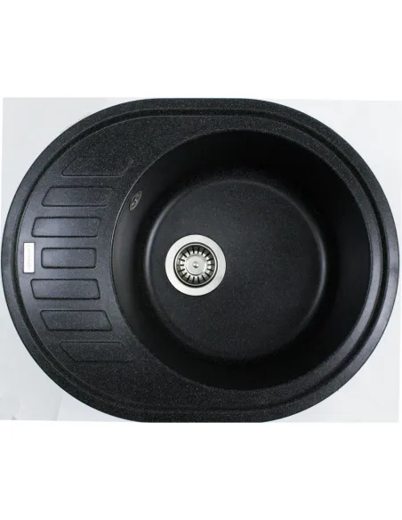 Мойка для кухни из гранита Adamant Ovum черный металлик, 615х495х200 мм - 4