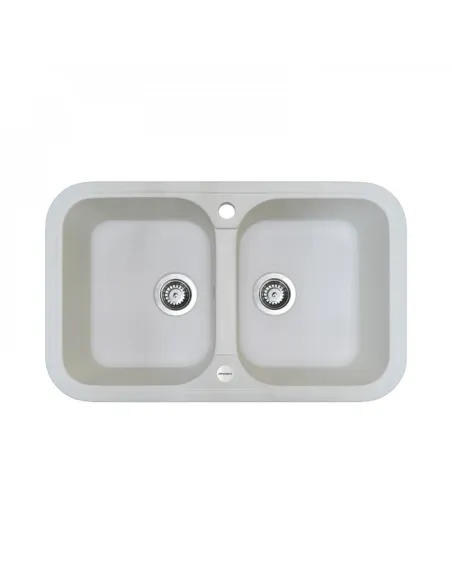 Мойка для кухни из гранита Adamant Twins белая, 765х470х190 мм - 1