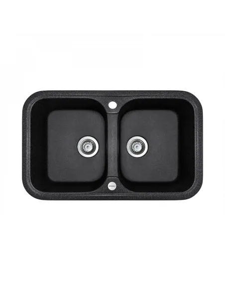 Мойка для кухни из гранита Adamant Twins черная, 765х470х190 мм - 1