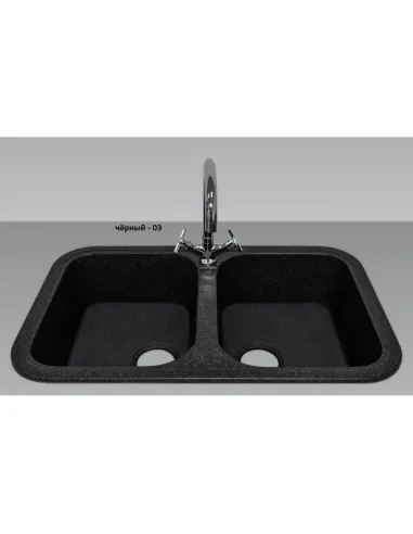 Мойка для кухни из гранита Adamant Twins черная, 765х470х190 мм - 2