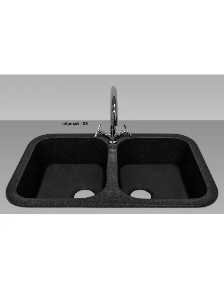 Мойка для кухни из гранита Adamant Twins черная, 765х470х190 мм - 2